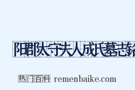 汧阳郡太守夫人成氏墓志铭是什么意思的图片